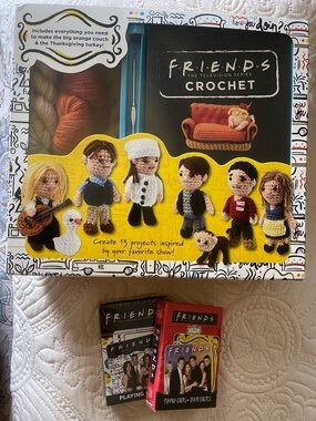 FRIENDS Crochet Set & 2 sets of playing cards.